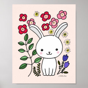 Süßes Kaninchen-Hasen-Kinderzimmer-Kunstposter Flo Poster