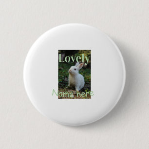Süßes Kaninchen-Haustier-Foto Name grün Pastell  Button