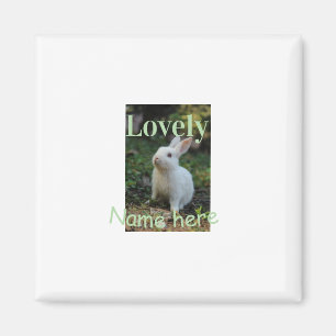 Süßes Kaninchen-Haustier-Foto Name grün Pastell Magnet