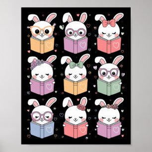 Süßes Kaninchen liest ein Buch Ostern Hase Lehrer  Poster