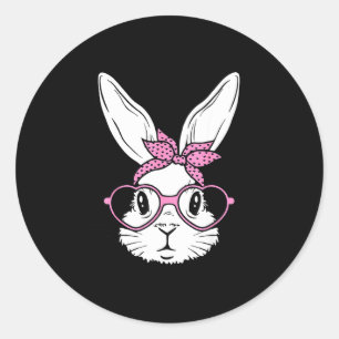 Süßes Kaninchen mit Bandana und Herzbrille Runder Aufkleber