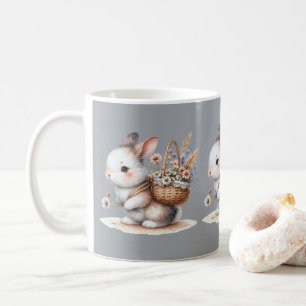 Süßes Kaninchen mit Blumen Aquarell Kunst Kaffeetasse