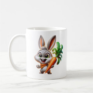 Süßes Kaninchen mit Karotte Glückliche Kunst Kaffeetasse