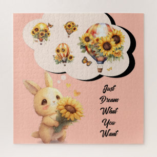 Süßes Kaninchen Mit Sonnenblumen-Puzzle