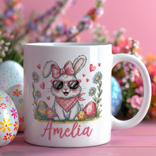 Süßes Kaninchen mit Sonnenbrille, personalisierter Kaffeetasse