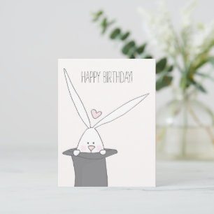 Süßes Kaninchen mit Zylinder - Geburtstag Postkarte