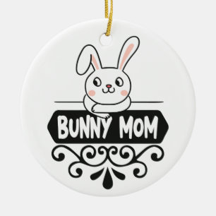 Süßes Kaninchen-Mutter-Hasenliebhaber-Foto Keramik Ornament