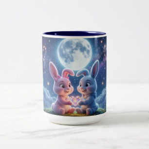 Süßes Kaninchen-Pärchen-Kaffeetasse - Milo & Mimi Zweifarbige Tasse