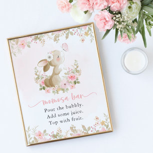 Süßes Kaninchen, Schmetterling, rosa Blumen, Momos Poster