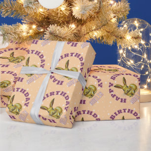Süßes Kaninchen Sterne Muster Name Geschenkpapier