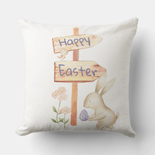 Süßes Kaninchen und Ei Frohe Ostern Kissen