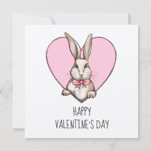 Süßes Kaninchen und Herz personalisierter Valentin Karte