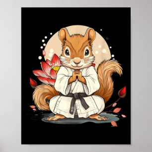 Süßes Karate Eichhörnchen Lotusblume Kickboxen Kun Poster