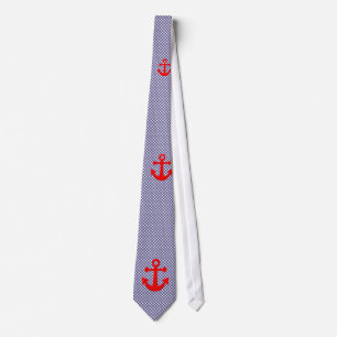 Süßes Karo-Gingham-Muster und roter Anker Krawatte