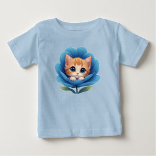 Süßes Kätzchen in einer Blütenblüte gebettet Baby T-shirt