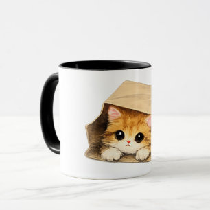 Süßes Kätzchen in einer Papiertüte Tasse