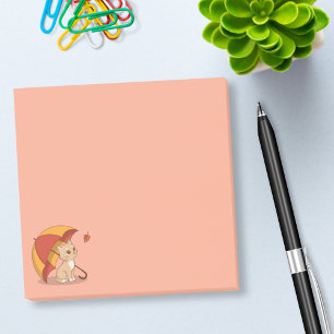 Süßes Kätzchen Katze Rot Gelb Regenschirm Fall Ros Post-it Klebezettel