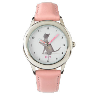 Süßes Kätzchen Katze Tier Mädchen Kinder Aquarell Armbanduhr