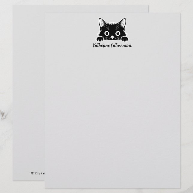 Süßes Kätzchen Minimalistisches Design - KATZE 1 Briefbogen (Vorne/Hinten)