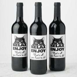 Süßes Kätzchen Minimalistisches Design - KATZE 1 Weinetikett