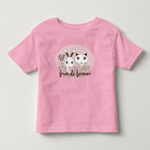 Süßes Kätzchen und Häschen Tier beste Freunde Rosa Kleinkind T-shirt