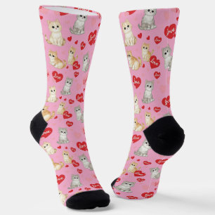 Süßes-Kätzchen-Valentinstag-Crew-Socken Socken