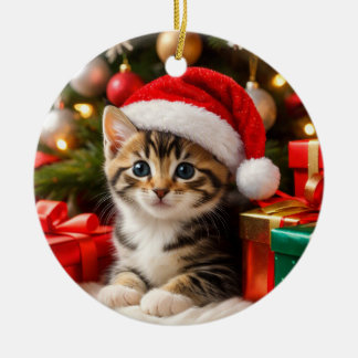Süßes Kätzchen-Weihnachtsanhänger Keramik Ornament