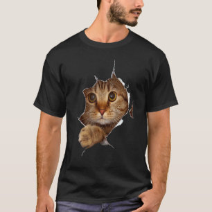 Süßes Kätzchen zerrissenes Tuch Katze Katzenbes T-Shirt
