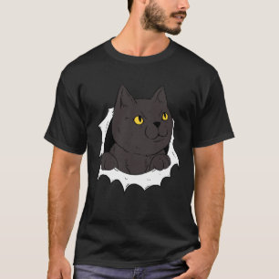 Süßes Kätzchen zerrissenes Tuch Katze Katzenbes T-Shirt