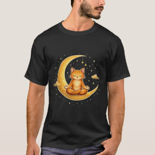 Süßes Katze auf dem Mond Cartoon T-ShirtT-Shirt T-Shirt