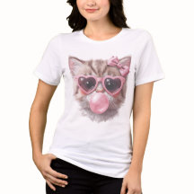 Süßes Katze mit Bubble Gum T-Shirt