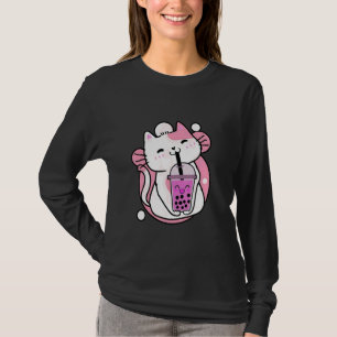 Süßes Katze-Shirt Boba Bubble Tea Kawaii Anime Kin T-Shirt