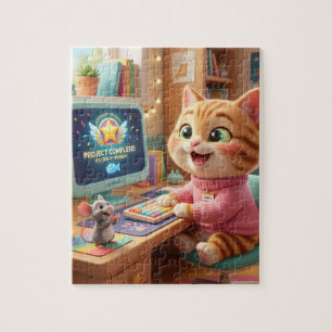 Süßes Katzen-Coder-Erfolgs-Puzzle