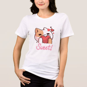 Süßes Katzen Frauen T-Shirt – Anmutige Katze Grafi Tri-Blend Shirt