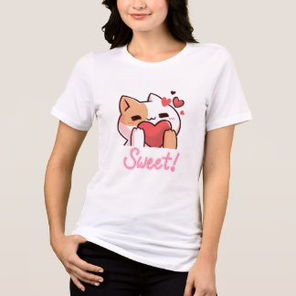 Süßes Katzen Frauen T-Shirt – Anmutige Katze Grafi Tri-Blend Shirt
