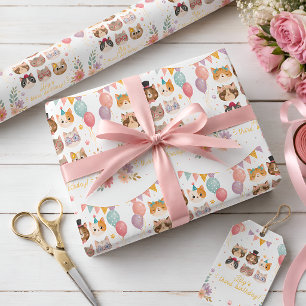 Süßes Katzen-Geburtstags-Geschenkpapier Geschenkpapier