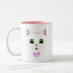 Süßes Katzen-Gesicht & Kalligrafie Zweifarbig Kaff Zweifarbige Tasse