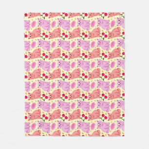 Süßes Katzen-Kirsch-Blumenmuster Kawaii-Kätzchen Fleecedecke