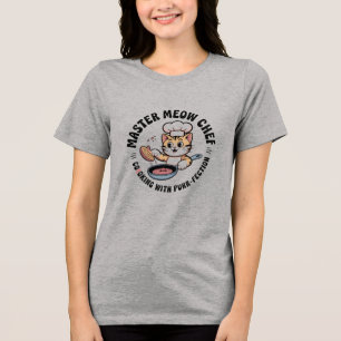 Süßes Katzen-Koch-T-Shirt für Frauen & Männer – Lu Tri-Blend Shirt