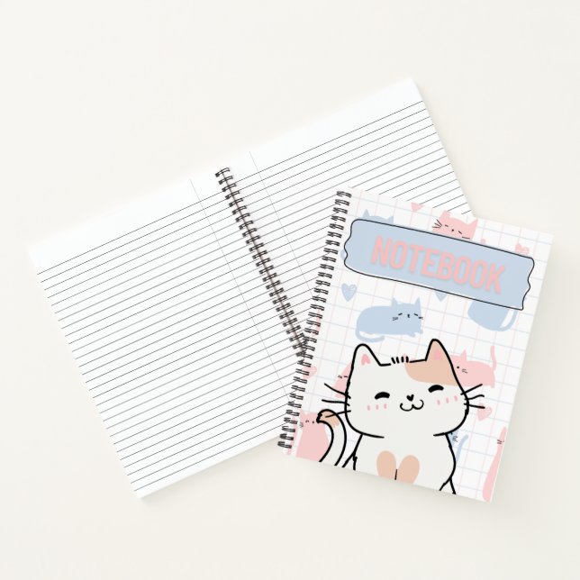 Süßes Katzen Notizbuch – 50 druckbare linierte Sei (Innenseite)