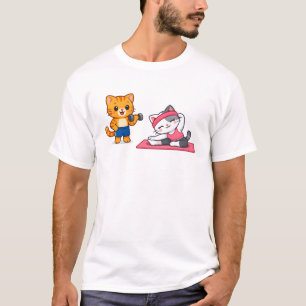 Süßes Katzen-Paar-Gym-Workout-T-Shirt – Lustige Fi T-Shirt
