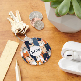 Süßes Katzenmonogramm Schlüsselanhänger