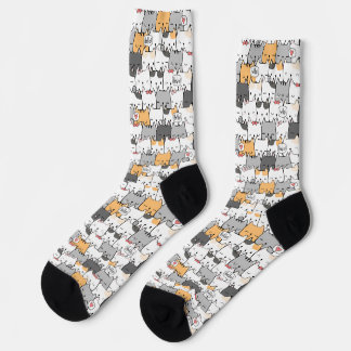 Süßes Katzenmuster-Quadrat-Wallpaper Socken