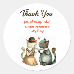 Süßes Katzenpaar Hochzeit Danke Runder Aufkleber