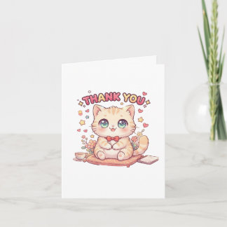 Süßes Kawaii-Anime-Chibi-Danke-Katze Karte