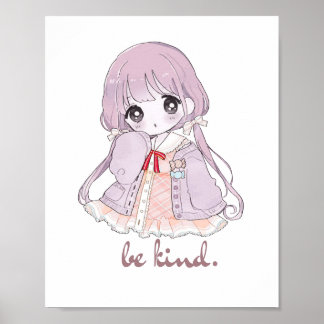 Süßes Kawaii Anime Mädchen Sei Freundlich Personal Poster