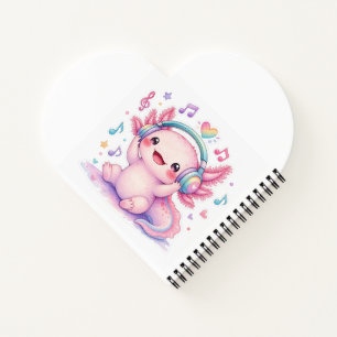 Süßes Kawaii-Axolotl-Monogramm Notizbuch