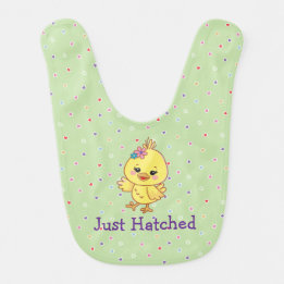 Süßes Kawaii-Baby-Küken Personalisiertes Grün Baby Babylätzchen
