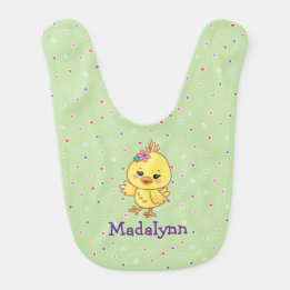Süßes Kawaii-Baby-Küken Personalisiertes Grün Babylätzchen
