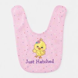 Süßes Kawaii-Baby-Küken Personalisiertes Rosa Babylätzchen